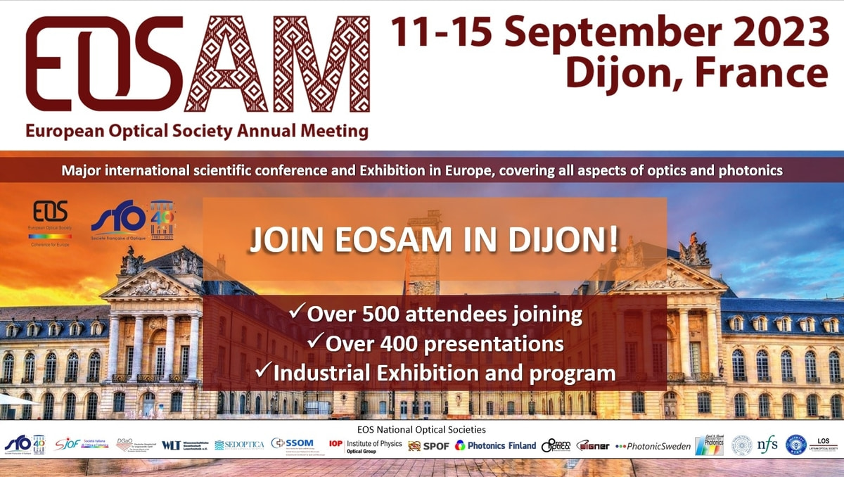 #EOSAM2023 starts next week!

<a href="/europeanoptics/">European Optical Society (EOS)</a> and <a href="/sfoptique/">SFO</a> are happy to welcome over 500 experts and students to Dijon!

Pack your bags and join the great program we have planned europeanoptics.org/pages/events/e…

Registration is still open: conftool.com/eosam2023

See you there! #eosam
