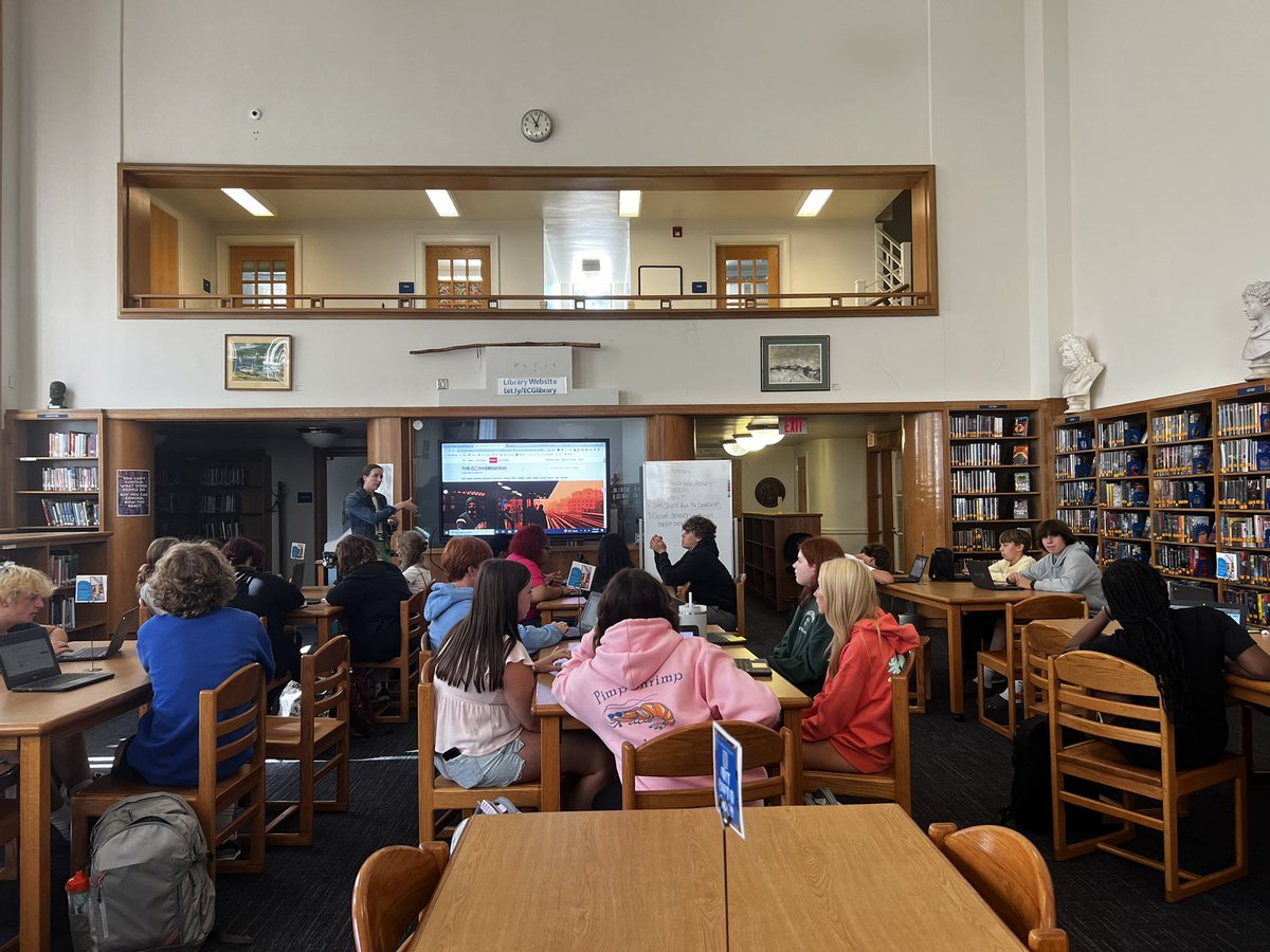 Mrsrawlsfanning's tweet photo. What’s the best way to help 9th grader’s learn the resources in your building? Show them &amp; have lessons w/ other experts! ECG librarians are our guru’s for so many things here @ecghighschool @ECGLibrary ! Show them the experts beyond your room #APHuG 🌎#WorldHistory https://t.co/0hYnXkDwdM