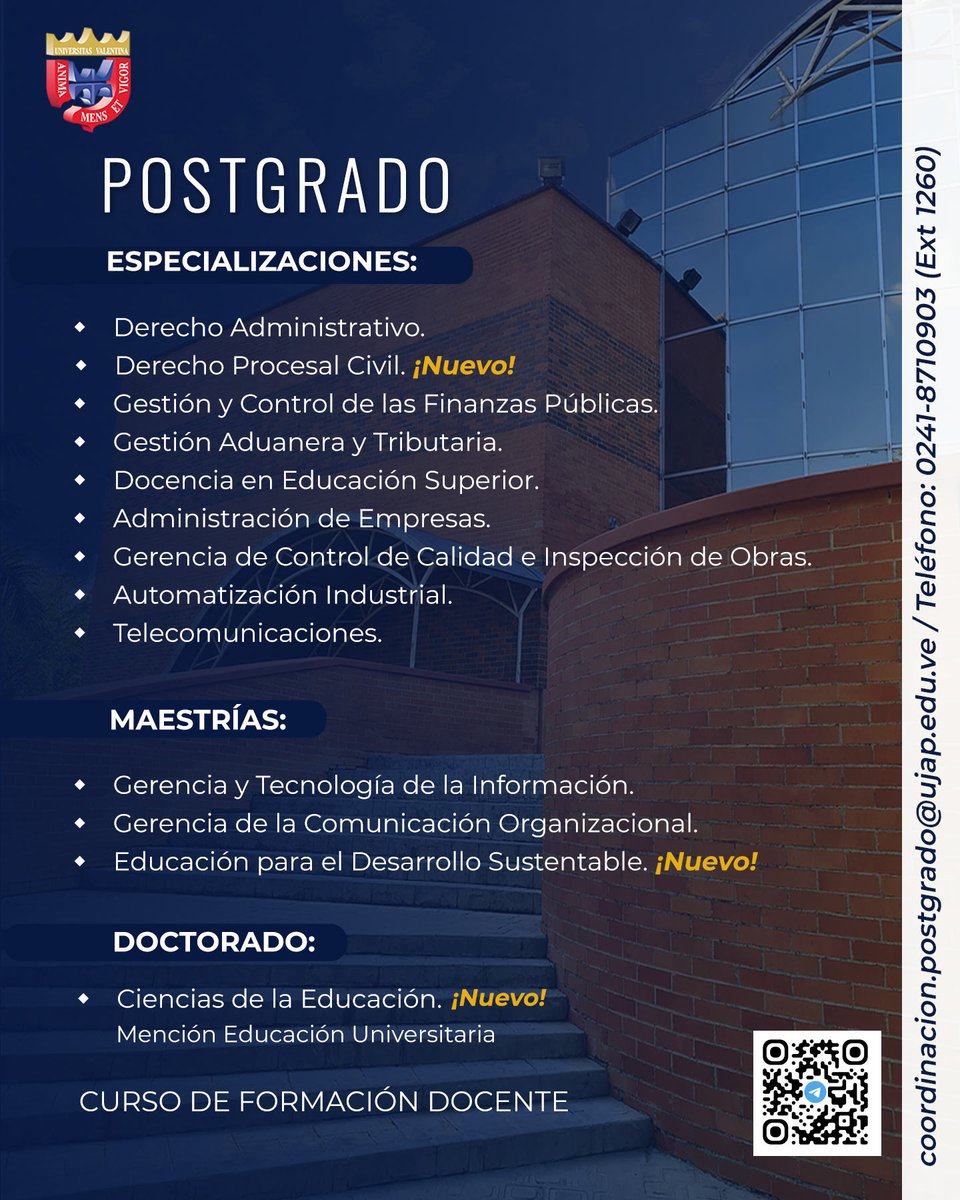 #Postgrado | ¡Inscripciones Abiertas!

¡Es tu momento!

Del 04 al 08 de septiembre de 2023

INSCRIPCIÓN TARDÍA:
Del 11 al 15 de septiembre 

➡️ Desliza para conocer nuestra Oferta Académica 

Para más información:
coordinacion.postgrado@ujap.edu.ve
📞0241-8710903, ext 1260

#UJAP