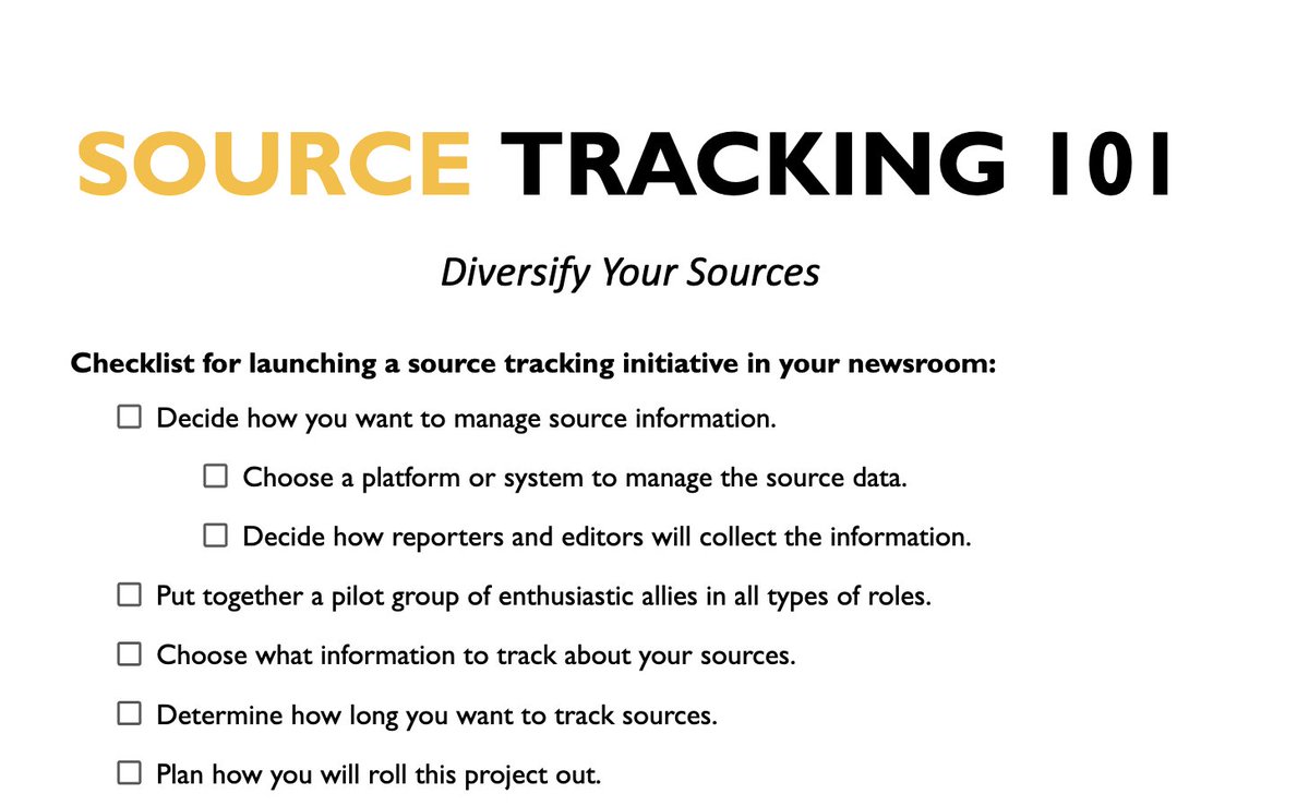 AmPress's tweet photo. She also shared a checklist for launching a source-tracking initiative in your newsroom 🗒️✏️
Download the template here: https://t.co/ss1ZH0vy67 3/4 https://t.co/YhZL4ZNB4U