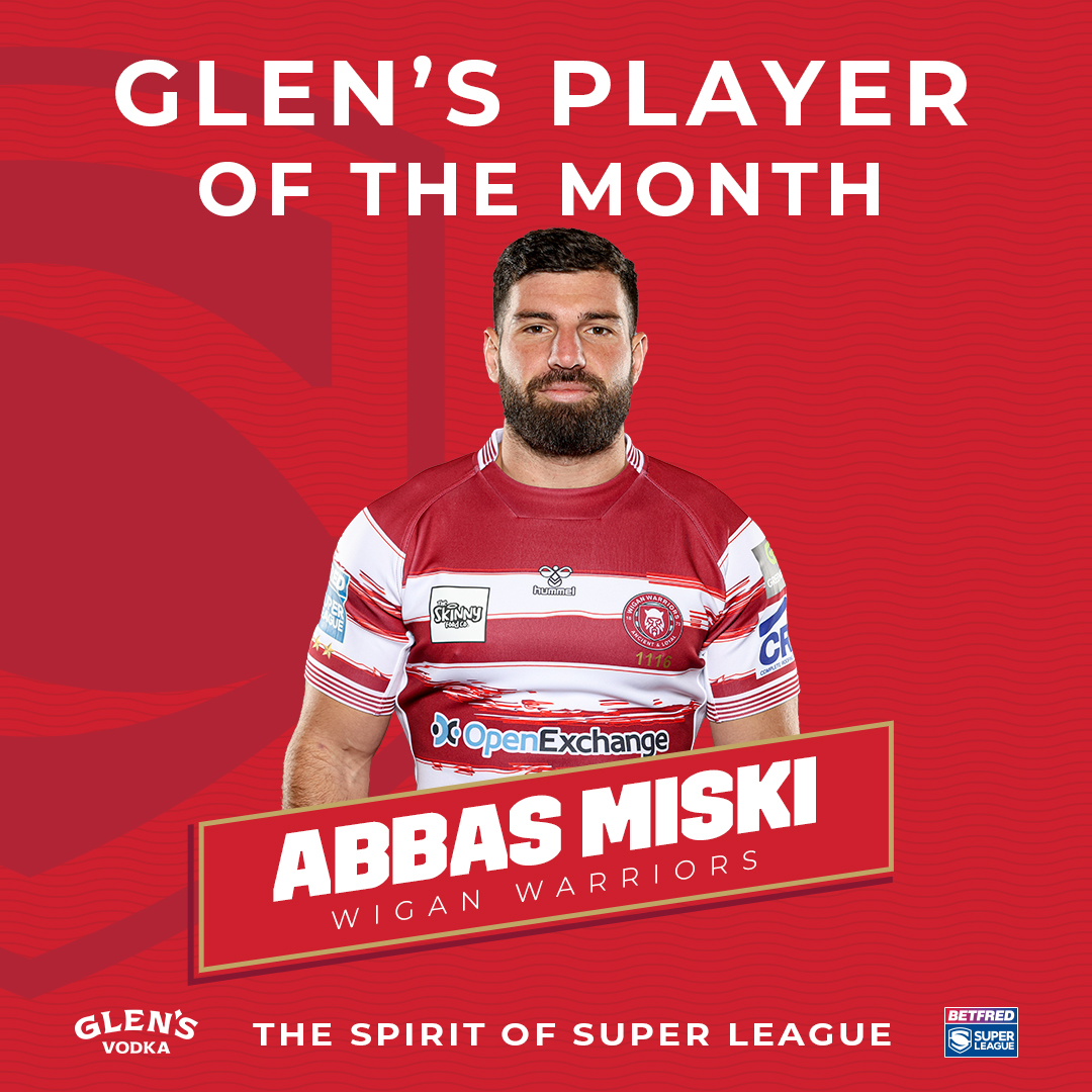 He just cannot stop scoring 🤩 @WiganWarriorsRL's Abbas Miski is August's @GlensVodkaLLG Player of the Month 👏 #SuperLeague