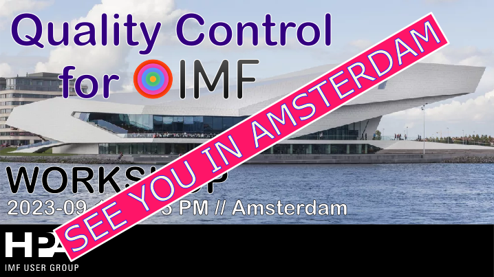 Exciting workshop coming up at #ibc2023. We have key stakeholders (Disney, BBC, ITV, Netflix...) and tough problems to solve like "how to preserve QC reports across the supply chain?" Thanks to the program committee and to everyone who applied! #ispeakimf

imfug.com/invitation-wor…