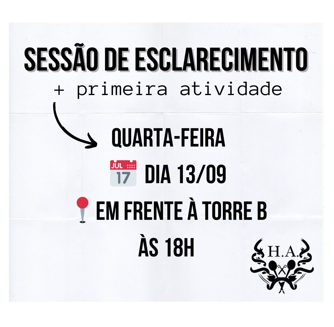 Temos encontro marcado para quarta-feira dia 13 de setembro. Vem esclarecer todas as tuas dúvidas sem qualquer tipo de compromisso. Depois vai decorrer a primeira atividade. Esperamos por ti!