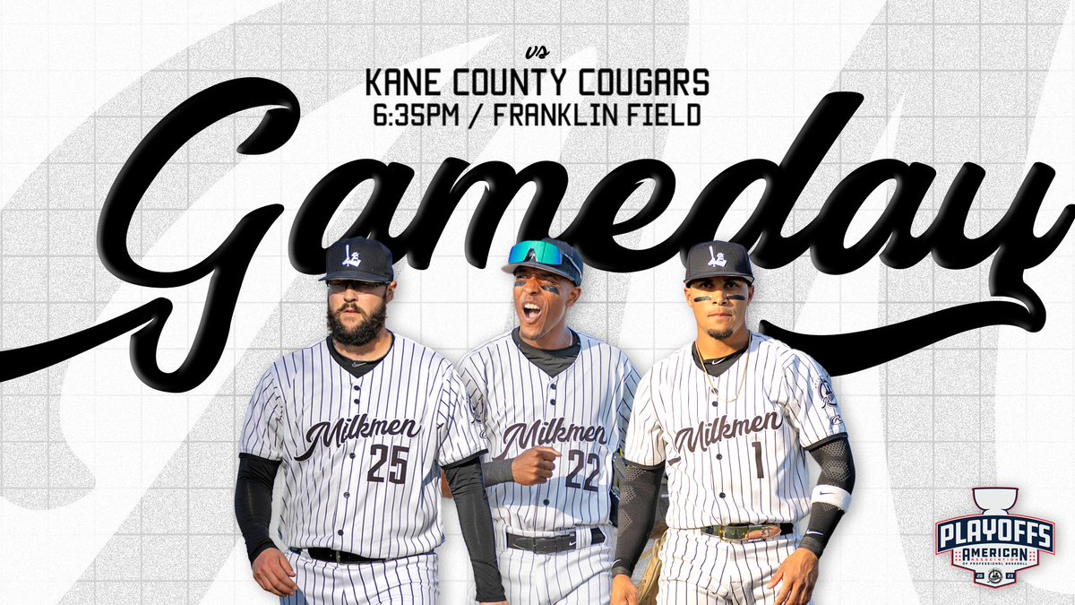 MKEMilkmen's tweet photo. PLAYOFF GAMEDAY! We face the @KCCougars in a 3 game series for the first round of the 2023 playoffs. Game 1 starts tonight at Franklin Field! 👊

Get your tickets here! ➡️ https://t.co/osNtaCHc9V https://t.co/fPrU4zOHzX