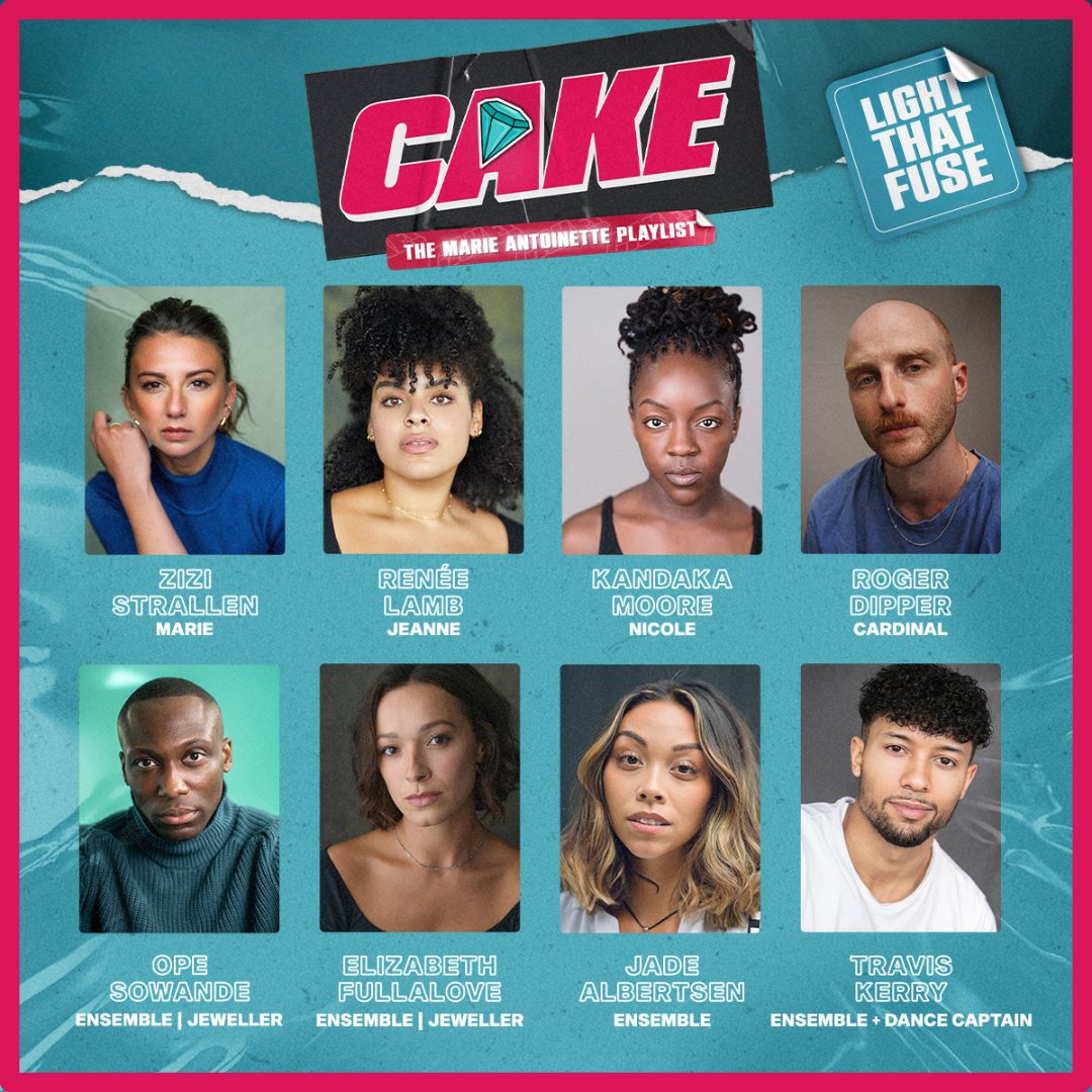 🎂 CAST ANNOUNCEMENT 🎂 Meet your cast of CAKE. West End star @zizistrallen (Marie), @iamreneelamb (Jeanne), Kandaka Moore (Nicole), Roger Dipper (Cardinal). The ensemble includes Ope Sowande, Elizabeth Fullalove, Jane Albertsen & @TravisKerry 🎂 @cakemusical #CakeMusical