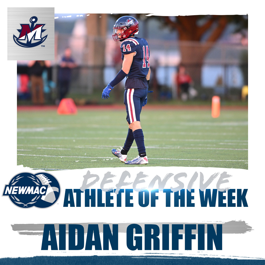 NEWMAC FOOTBALL 🏈
DEFENSIVE ATHLETE OF THE WEEK 

<a href="/MTimePrivateers/">Maritime Privateers</a> Aidan Griffin set a single-game program record - and led DIII this weekend- with 3 interceptions in a season-opening 34-11 win over Hartwick. 

🔗 bit.ly/3Lb1kNZ

#GoNEWMAC // #WhyD3