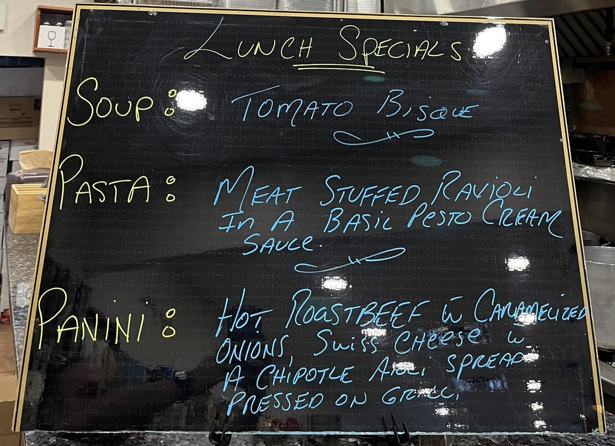 Today’s lunch specials plus our delicious deli sandwiches and salads