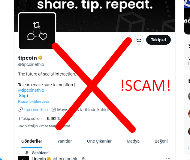 mizucoin's tweet photo. Dolandırıcılar $tip adı altında fake bir token çıkardı. CMC 'de listeledi. ‼️
@tipcoineth tarafından yayınlanmadıkça lütfen itibar etmeyiniz.
Scammers released a new token called $tip
#becareful #dyor #scam #scamcontract