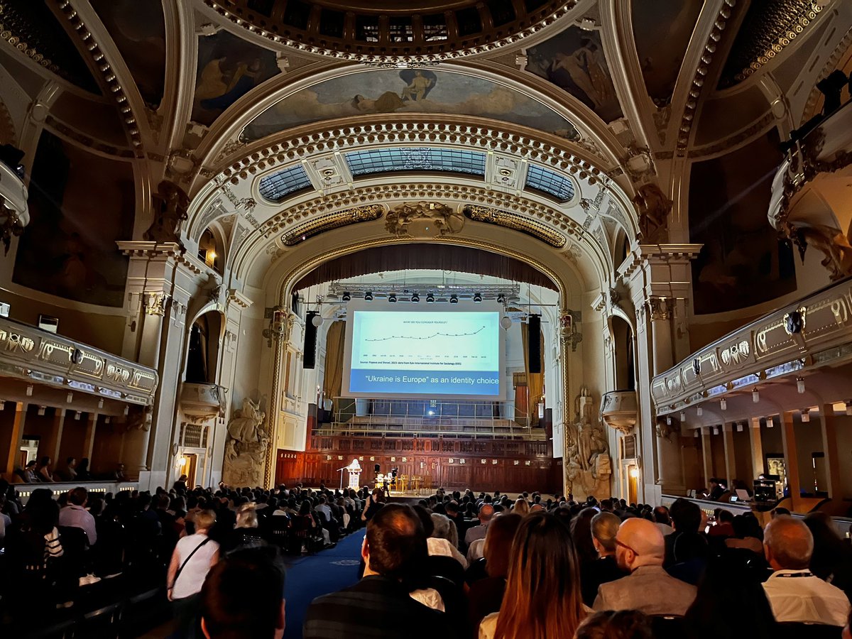 joshuacyyang's tweet photo. "Ukraine is Europe" — @PopovaProf's keynote lecture at @ECPR in Prague now is resonating strongly. A timely message in an extraordinary venue. As a Taiwanese presenter in #ecprgc23, I can't help but see the parallels in our histories of overshadowed identities. https://t.co/pc9HPxy2d3