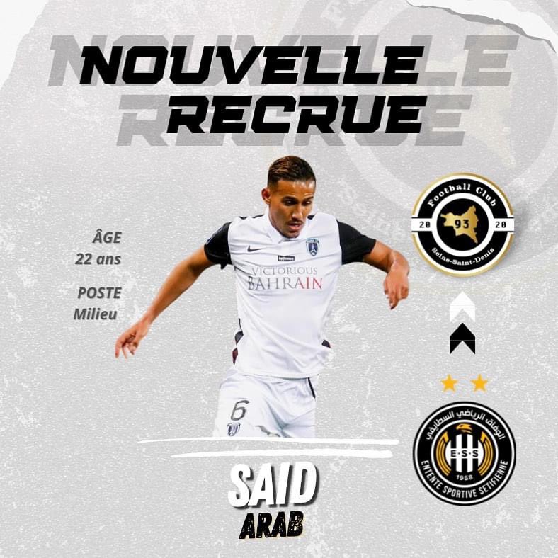 FC93officiel's tweet image. 🚨 NOUVELLE RECRUE !

Le club accueille dans nos rangs @SaidArab_ ! 🌟

Passé par le @RedStarFC et le @ParisFC , Saïd nous rejoint après une aventure à l’ES Setif en algérie 🙌

Bienvenue🫡