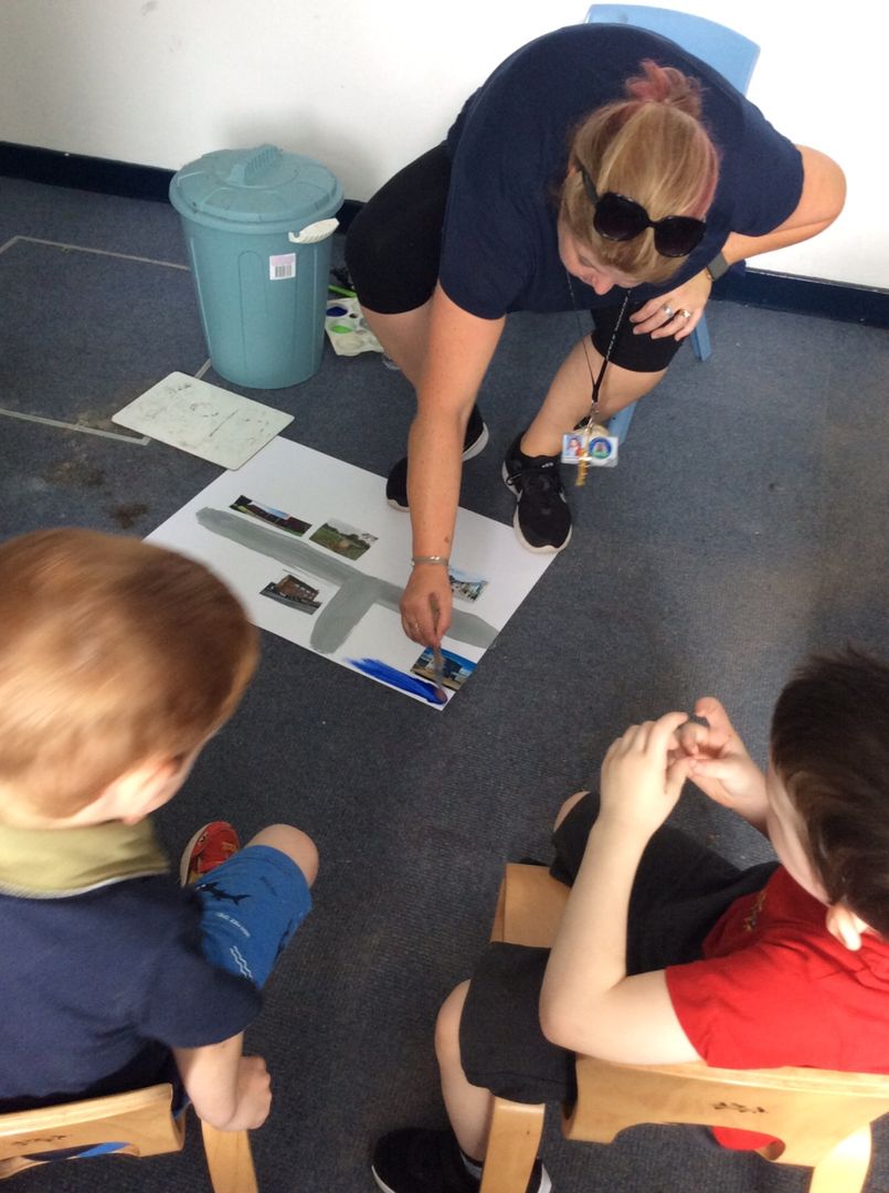 PDCSLRC's tweet photo. Its been a busy day @PDCSLRC learning all about our community in Pembroke Dock. We loved choosing our favourite landmarks and splatting them with shaving foam as well as painting the ferry. #creativeconnor Da iawn pawb! @HeadPdcs https://t.co/epfZZcZMv8