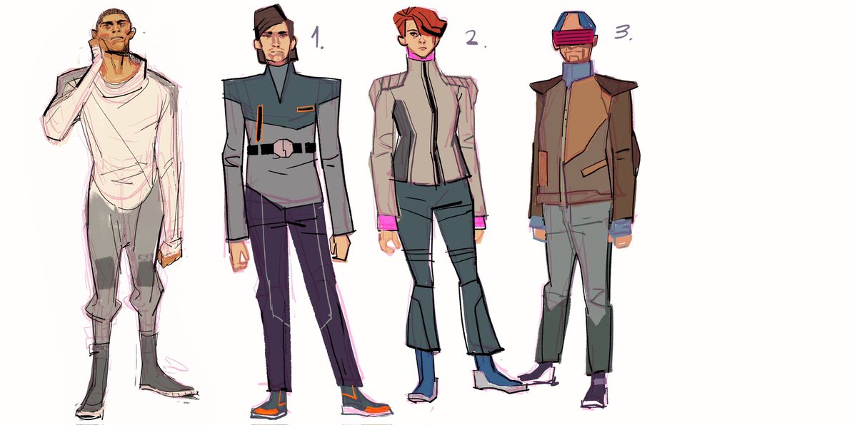 hombreoctubre's tweet photo. In this new pass we tried to explore some more generics from universe 2099 that match a bit more with Miguel’s outfit in colors and textures. In short more muted and simpler. 70’&amp;80’s sci-fi references. #2099spiderman #miguelohara #spiderverse https://t.co/nzn3Znlr5t