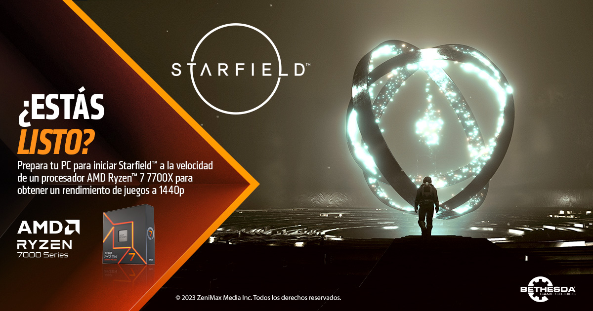 ¡Listos para el despegue a la galaxia de Starfield! Prepárate con la velocidad épica de los Procesadores AMD Ryzen™ Serie 7700X. Obtén el tuyo: amd-productos.com/starfield/ #AMD #Ryzen
