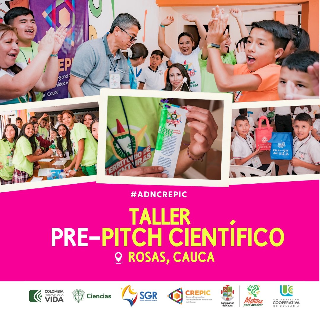 crepic's tweet photo. En #Rosas más de 50 estudiantes participaron del taller preparatorio para el Pitch Científico. Además, celebramos el lanzamiento de la canción oficial del proyecto.  Todo esto en el marco del proyecto #TerritorioDeAventuras @Minciencias @GobCauca @UCooperativaCol https://t.co/IaDpMCvECp