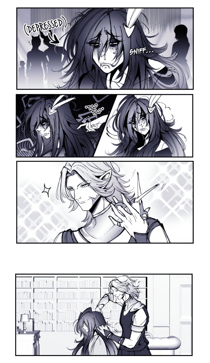 tamaffxiv's tweet photo. a few weeks after returning to The Source (post 5.3), the warrior of light is severely depressed. urianger helps her through it by talking about loss-- and healing  #FFXIV #FFXIVART https://t.co/jEDhQbFTci