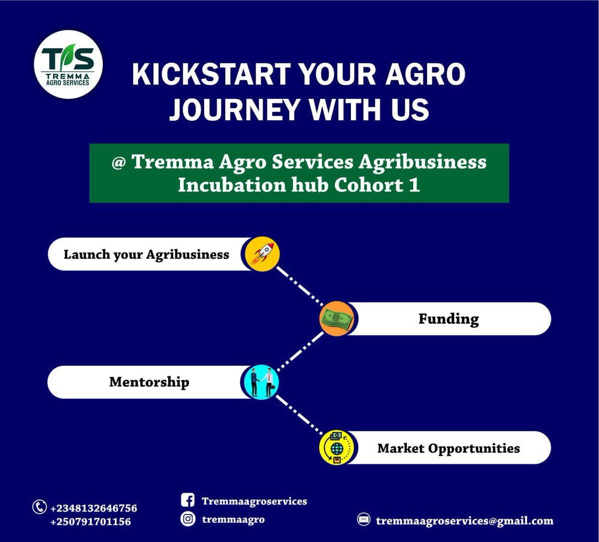 AgroTremma's tweet photo. Are you passionate about agriculture and dream of building your agribusiness empire? Look no further! Tremma Agro Services is here to make your dreams a reality. 

🏆 Ready to become the Agro Boss and secure seed funding for your agribusiness

To Apply 

https://t.co/kMRcnr7aZN https://t.co/rqrxzVe99T