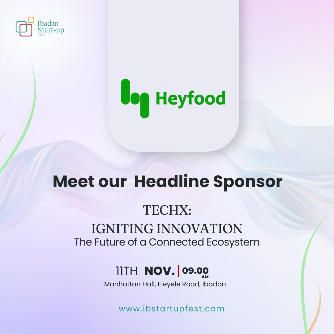 Heyfood helps you discover groceries and tasty meals near you and have them delivered within minutes to your doorstep.

Heyfood YCW22 @heyfood.africa is the headline sponsor for the Ibadan Startup Fest 2023

#ibadanstartupfest23
#thetechsummitibadan