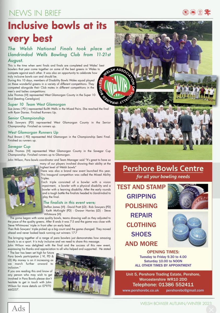 WelshVIBowls's tweet image. Welsh Bowler Autumn OUT NOW online.fliphtml5.com/hxtl/lntw/ 

Check out this edition online. Delighted to be in it👍 The edition showcases some of the amazing inclusive bowls that’s been going on throughout the summer. Check out who is on the front cover too…
@dsw_news  @BowlsWales