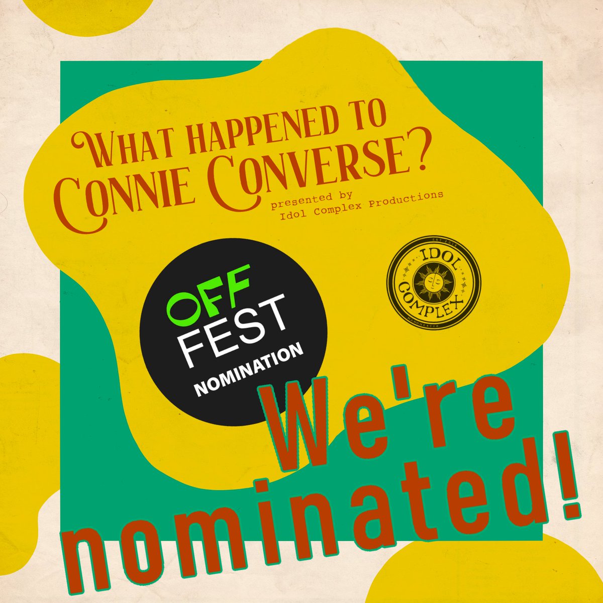 Honoured and thrilled to announce that Idol Complex Theatre has been nominated for an OffWestend award! ✨ Thank you for your continued support. 🙌🏆 #OffiesNominations #IdolComplex #ManchesterTheatre #OffWestendAwards