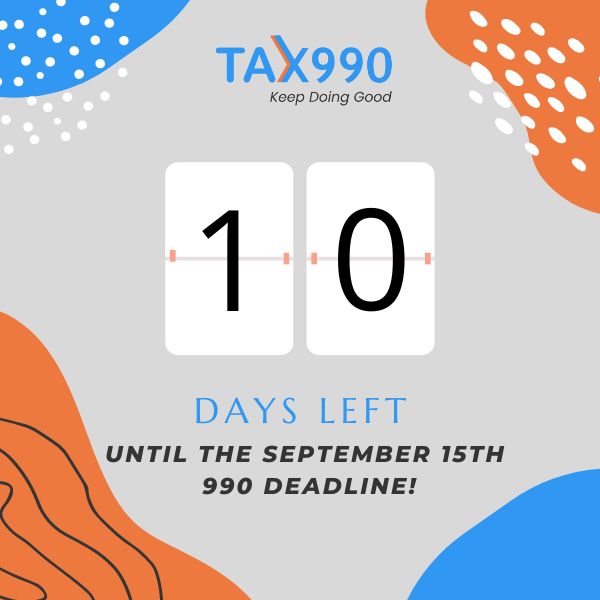 tax990efile's tweet photo. Not sure about whether or not the upcoming September 15th deadline applies to your organization?

Find out your organization's 990 due date with the help of our due date calculator!

https://t.co/MqITL3Yo82

#990deadline #form990duedate #duedatefinder #duedatecalculator #IRS https://t.co/JGFjuNqdrM