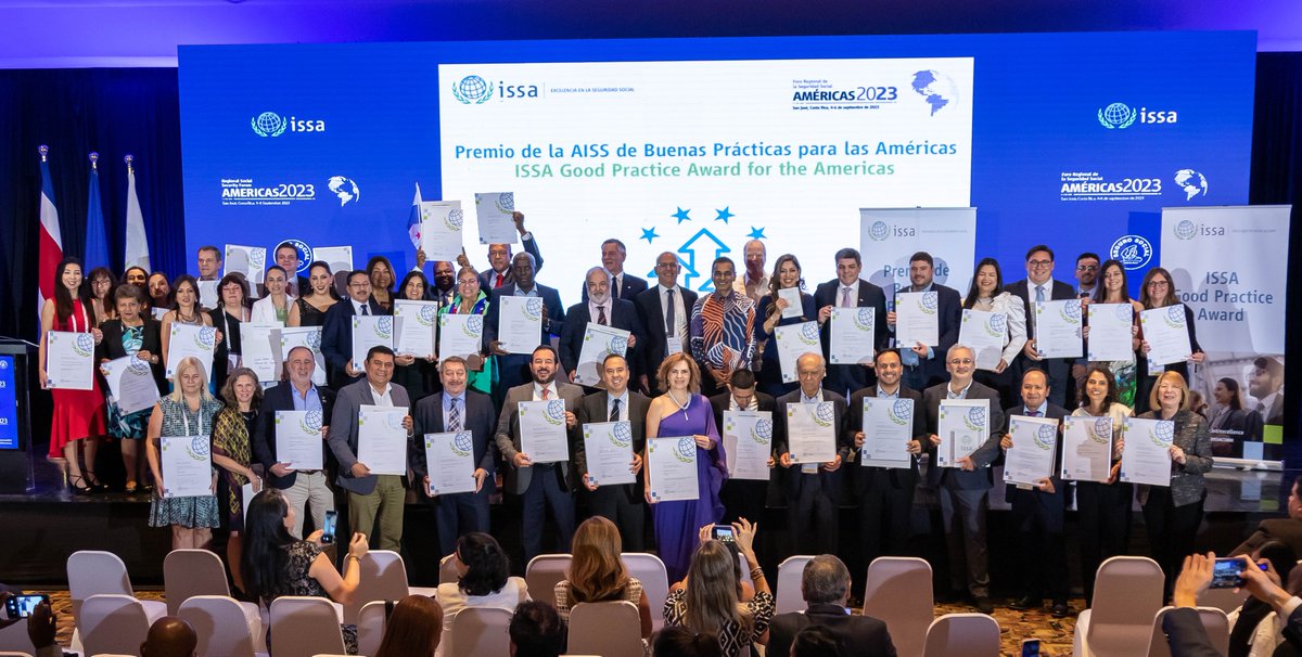 ISSACOMM's tweet photo. Congratulations to @dataprev Brazil for winning the #ISSAGoodPractice Award for the Americas 2023 in competition with 162 good practices from 33 #socialsecurity organizations in 17 countries. 
#ISSARSSFamericas 

Photos: https://t.co/IjPc2x4sxQ
News: https://t.co/SX9K7UA7OP https://t.co/LNK9Mjp0E0