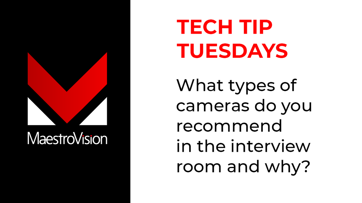 MaestroVisionMV's tweet image. Technology Tip Tuesdays Series - What types of cameras do you recommend in the interview room?
bit.ly/3R9CCBA
#interviewrecording #typeofcamera #PoliceInterview