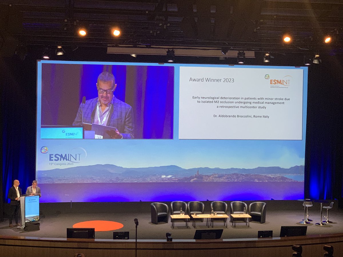 Congratulations to @abroccolini1 on your award for best European publication in @JNIS_BMJ.  Well done! #esmint2023 @SNISinfo @fcalbuquerque51