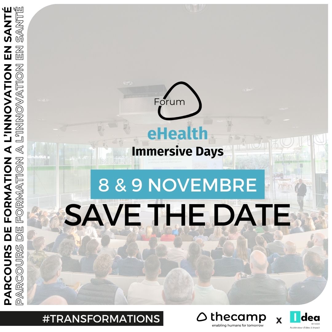 📅 𝙎𝘼𝙑𝙀 𝙏𝙃𝙀 𝘿𝘼𝙏𝙀

Embarquez pour 2 jours de formation et de rencontres à l'innovation en santé lors des 𝗲𝗛𝗲𝗮𝗹𝘁𝗵 𝗜𝗺𝗺𝗲𝗿𝘀𝗶𝘃𝗲 𝗗𝗮𝘆𝘀, co-organisé par thecamp et Idea by Easis !

👉 Inscription : bit.ly/eHealthImmersi…

#InnovationEnSanté #eHealth