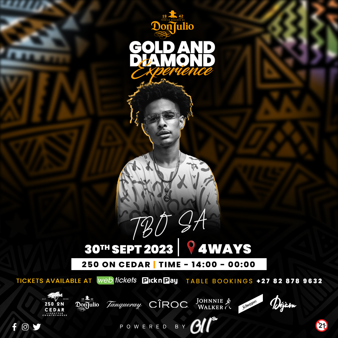 011_bw's tweet photo. 🔥 Join us at 250 on Cedar, Fourways, for the Don Julio Gold and Diamond Experience featuring the hottest artists in the game: @mas_musiq  , @kmat_dj , @djkuchi , @d_rock_sa , @tbo_za , and @kyotic_dj 💎✨ Don't miss out – check the bio for ticket details and secure your spot! 💃🥂 #011bw #DonJulioGoldAndDiamondExperience #donjulio