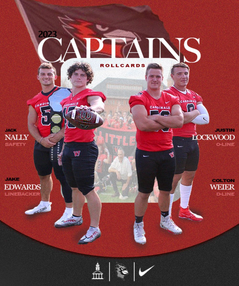 Wes_Football's tweet photo. Introducing our 2023 Captains📢📢 
#5 Jack Nally
#9 Colton Weier
#45 Jake Edwards
#59 Justin Lockwood
#ROLLCARDS 💪🏼💪🏼 https://t.co/FcNQVNfmDb