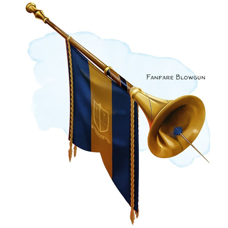 ⚔️ 𝗡𝗲𝘄 𝗶𝘁𝗲𝗺!
Fanfare Blowgun Weapon (blowgun), uncommon (requires attunement by a bard)
___

This weapon appears like a normal fanfare trumpet with a royal flag hanging from its center. Y...
🆕instagram.com/p/Cw0MLF8L9K9/
-
#dnd5e #dungeonsanddragons