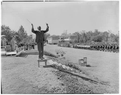 Educator &amp; composer Benjamin Tyamzashe conducting a 3000-strong mass choir in Mthatha on 1 March 1947. Tyamzashe assisted with the establishing of the BCM’s Black Community Program, the Zanempilo Clinic eZinyoka. He was born on this day in 1890.