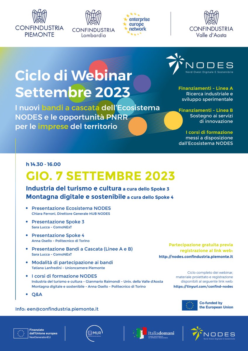 Il 7/09 si terrà il 2° appuntamento del nuovo ciclo di webinar organizzato da @ConfPiem, @ConfindustriaL - partners Enterprise Europe Network Italia - e Confindustria Valle d'Aosta e in collaborazione con NODES. Per iscriverti 👉 lnkd.in/d3fUXY6f