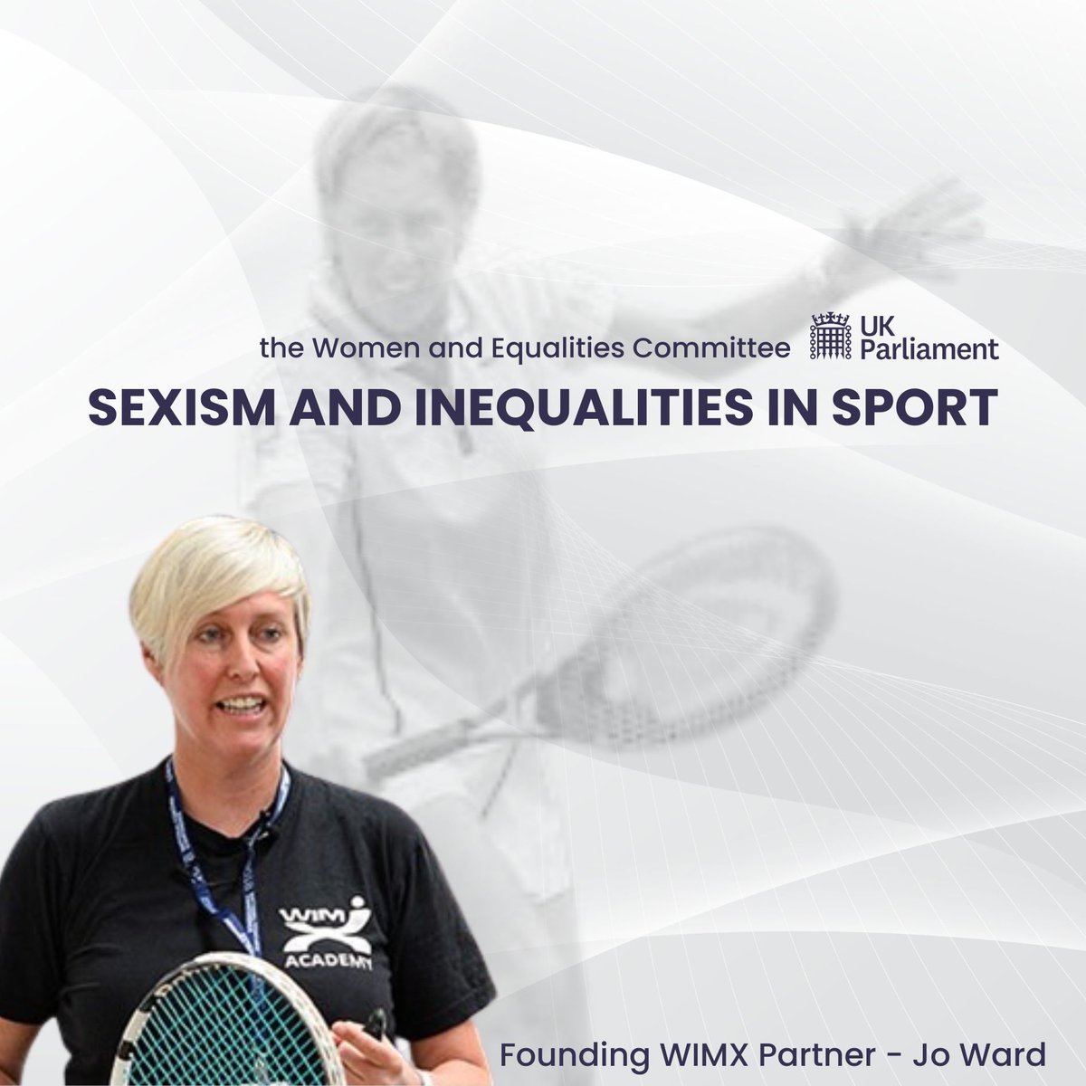 So proud that 1 of our founders, <a href="/_JoWard/">Jo Ward</a>, will be speaking in parliament at 10am tomorrow about sexism &amp; inequalities in sport.

The Committee will hear evidence from sportswomen, sports scientists/coaches, clinicians, policy campaigners &amp; consider ways of bringing about change.