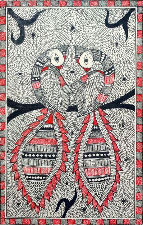Art of the Day: "Peacocks in Madhubani Style". Buy at: ArtPal.com/sanyuktajha12?…