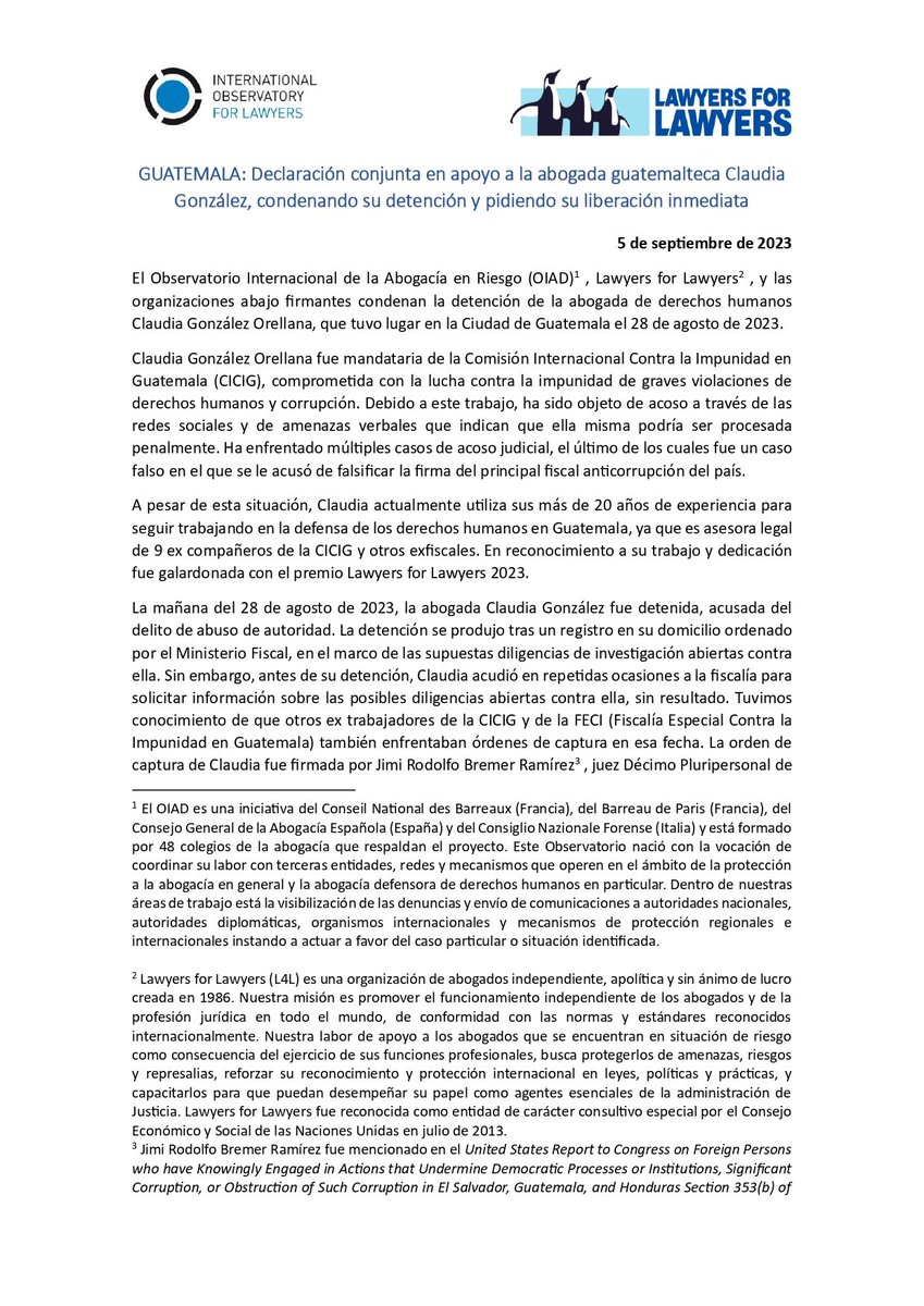 radionakoj's tweet photo. Más de 29 organizaciones se suman al comunicado para condenar la detención de la abogada Claudia González y exigir su liberación inmediata: https://t.co/Q53OcV4te3