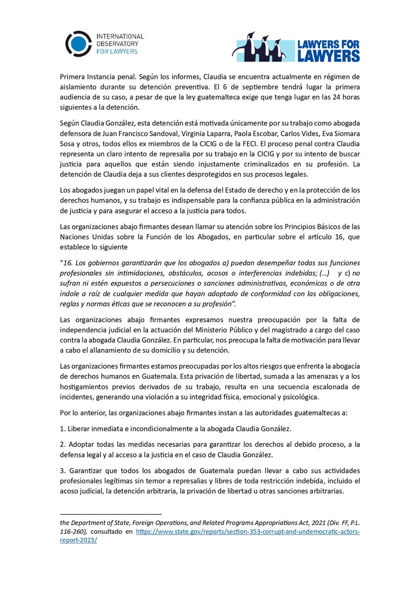radionakoj's tweet photo. Más de 29 organizaciones se suman al comunicado para condenar la detención de la abogada Claudia González y exigir su liberación inmediata: https://t.co/Q53OcV4te3
