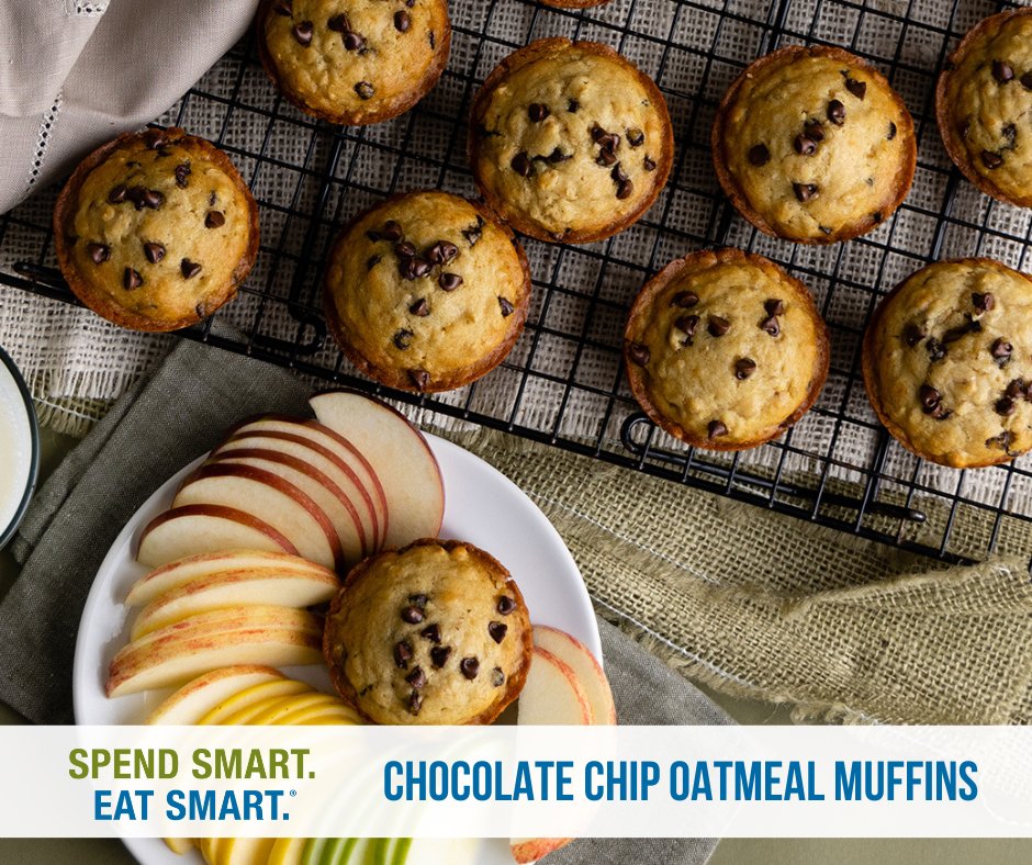 SpendEatSmart's tweet photo. Our recipe of the month is Chocolate Chip Oatmeal Muffins. Find the full recipe on the blog today. https://t.co/5YvckwClJI https://t.co/ndr8RvHheR
