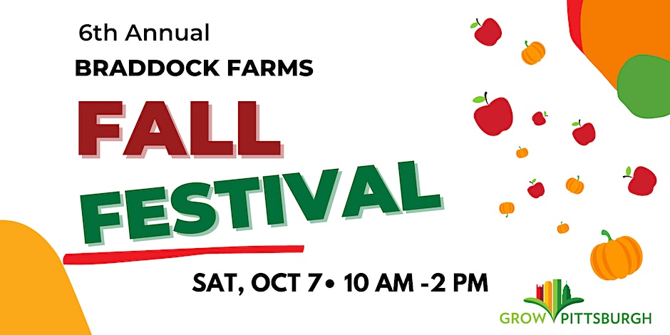 Join us for the Braddock Fall Festival on Oct. 7th from 10am-2pm! There will be food, crafts, games, pumpkins, demos, and much more! eventbrite.com/e/6th-annual-b…