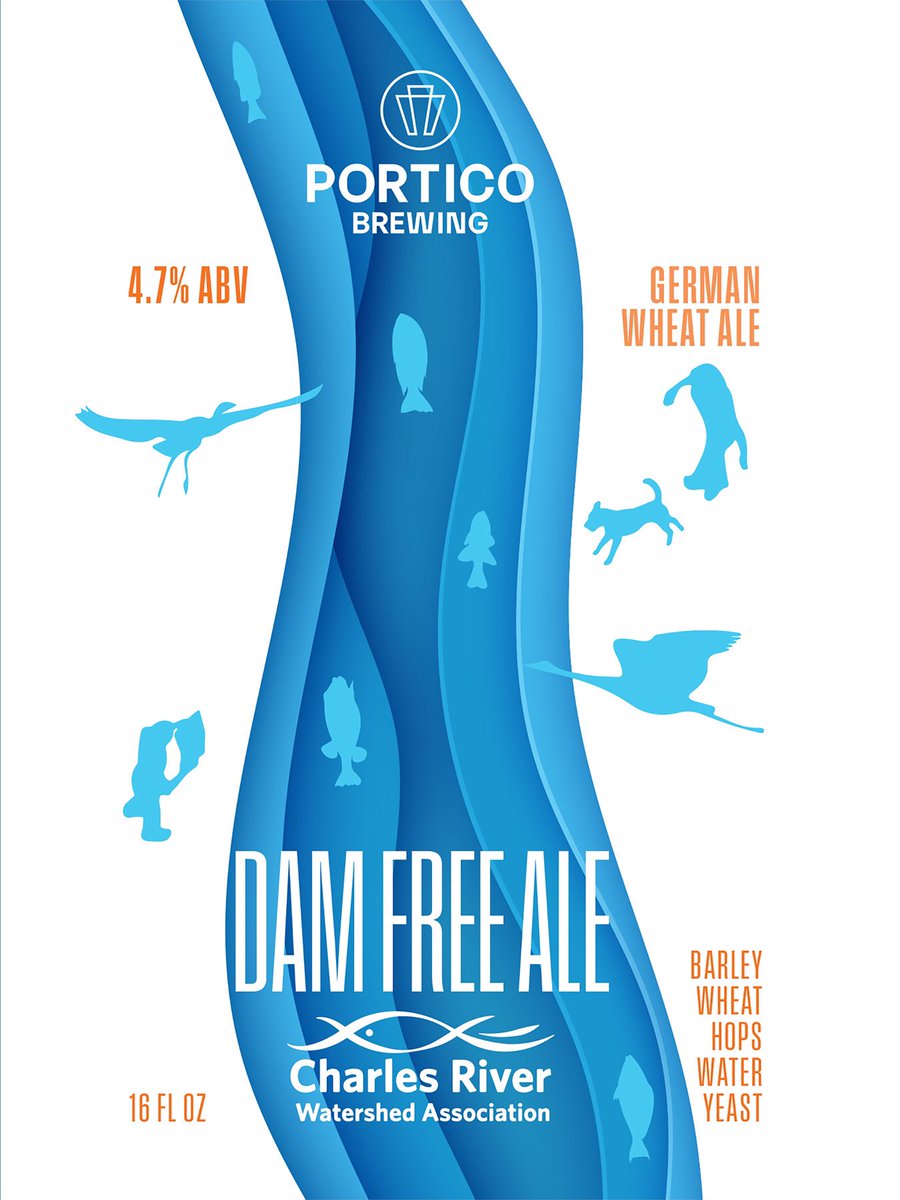 Portico Brewing Co. (@porticobrewing) on Twitter photo Join us for the release of a new #beer this Friday. Dam Free Ale, a flavorful German style wheat beer, celebrates the important #river restoration work of the <a href="/charlesriver/">Charles River Watershed Association</a> watershed association. Join us for the release of a new #beer this Friday. Dam Free Ale, a flavorful German style wheat beer, celebrates the important #river restoration work of the <a href="/charlesriver/">Charles River Watershed Association</a> watershed association.
