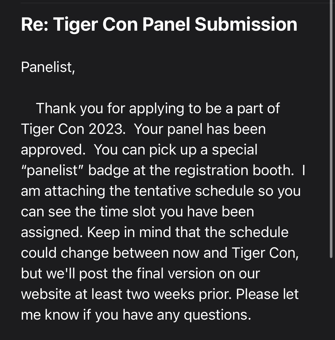 VynVoxVa's tweet photo. Darkness falls in the Azalea City once again! Iβm back in the ST seat at #TigerCon 2023! Final schedule coming soon!βοΈπ§ββοΈβοΈ https://t.co/g83kI1qtmq