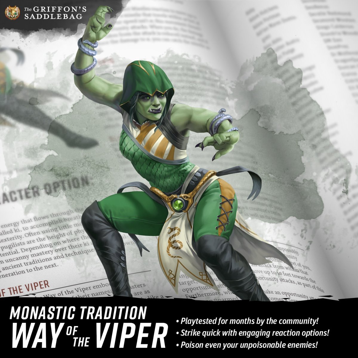 𝙉𝙚𝙬 𝙎𝙪𝙗𝙘𝙡𝙖𝙨𝙨!⁠ Hit the link in my story today for this new Monk subclass: the Way of the Viper! Exclusively for $5+ supporters as part of their pledge, included with the art, cards, compe... 🆕instagram.com/p/Cw0N-ros8sx/ - #dnd5e #dungeonsanddragons