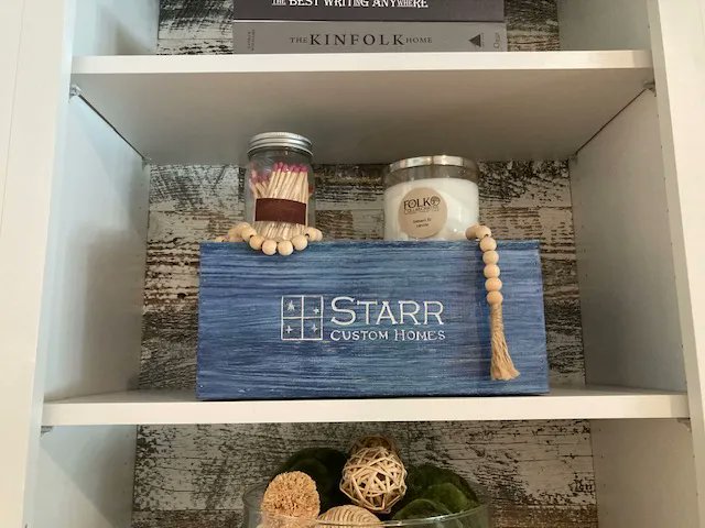 We love that one of our clients repurposed one of our branded <a href="/oliveandcocoa/">Olive & Cocoa</a> gift boxes and incorporated it into her home decor! #starrcustom #dreamdesign #dreambuilder #designbuild #custombuildersinjacksonville