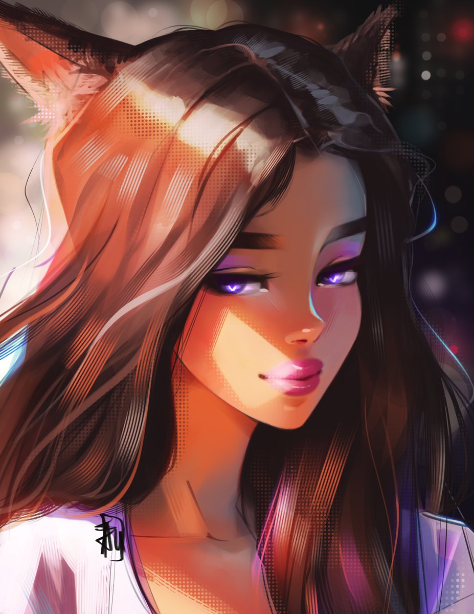 Portrait for @ElanaAstaria - owner of <a href="/moonlitkissclub/">Moonlit Kiss Night Club ♡☽</a> 

Thank you so much for allowing me to draw your Miqo'te! Drawn back around 8/21/23 in 5 hours via Photoshop. 😎

#FFXIV #FF14 #FinalFantasyXIV #FFXIVART #FF14イラスト #FF14ART #miqote #catgirl #fanart #wacom