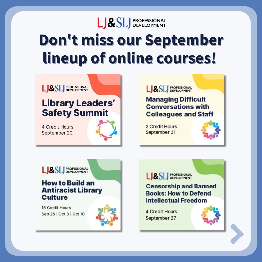 LJ_SLJEvents's tweet image. We have something for librarians and staff at every level, with topics including safety, antiracism, censorship, and how to have difficult conversations. View our full lineup: hubs.la/Q0217Tbx0 #LibrarySafety #BannedBooks