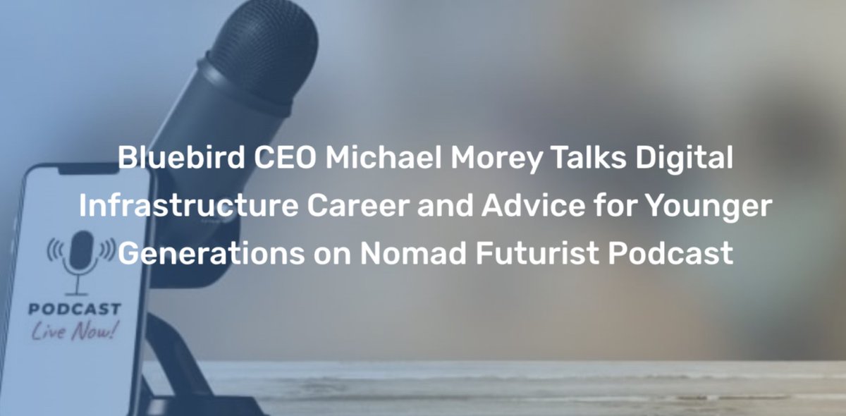 Ilissa Miller (@ilissanyc) on Twitter photo In the latest <a href="/nomadfuturist/">nomadfuturist</a> podcast episode, CEO of @Bluebird_Net Michael Morey, shares his inspiring career path. #LeadershipInsights Read more on <a href="/datacenterpost/">Data Center POST</a>: ow.ly/YTr150PHTtN In the latest <a href="/nomadfuturist/">nomadfuturist</a> podcast episode, CEO of @Bluebird_Net Michael Morey, shares his inspiring career path. #LeadershipInsights Read more on <a href="/datacenterpost/">Data Center POST</a>: ow.ly/YTr150PHTtN