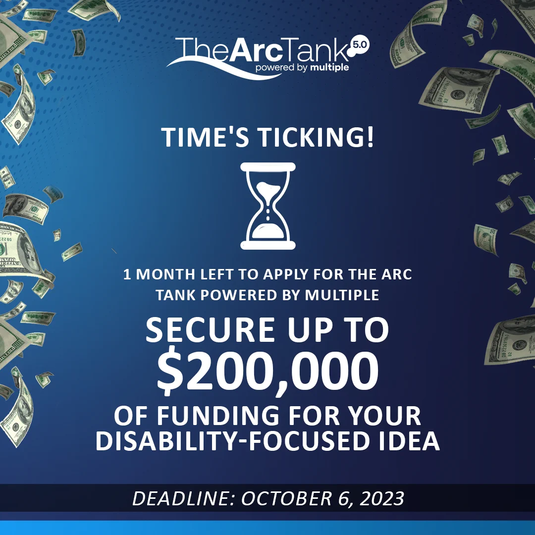 The Arc Tank powered by @multiplehub is here and ready to fund your innovative ideas. Do you have an idea that can make a significant difference in the lives of people with disabilities? 

If so, this is your chance to secure up to $200,000 funded by @northeast-arc for your next big project. Don't let this opportunity slip away—there's just one month left to apply!

Deadline: October 6, 2023 

Let's make a difference together and create a world that is inclusive, accessible, and empowering for all.💡🌎

Learn more and apply using the link  here: https://ne-arc.org/arc-tank

#ArcTank #Multiple #NortheastArc #Disabilities #Startups