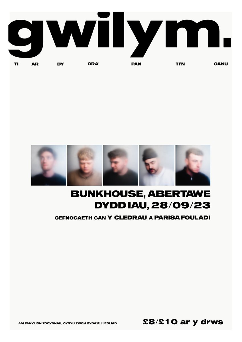 <a href="/parisafouladi/">Parisa Fouladi ‎پریسا</a> <a href="/_gwilym/">gwilym.</a> <a href="/YCledrau/">Y Cledrau</a> <a href="/TheBunkhouseSA1/">The Bunkhouse Swansea</a> <a href="/Celf_Cymru/">Cyngor Celfyddydau Cymru</a> <a href="/learncymraegABA/">LearnWelshSwanseaBay</a> <a href="/SwanseaMusicHub/">Swansea Music Hub</a> <a href="/CymruGreadigol/">Cymru Greadigol</a> CYHOEDDIAD 📢

<a href="/parisafouladi/">Parisa Fouladi ‎پریسا</a> and band join <a href="/_gwilym/">gwilym.</a> + <a href="/YCledrau/">Y Cledrau</a> at The Bunkhouse this month! 🙌

📅 Thurs, 28.9
📌 <a href="/TheBunkhouseSA1/">The Bunkhouse Swansea</a>

🎟  Remaining tickets ➡ buff.ly/3E4B4kd 

<a href="/Arts_Wales_/">Cyngor Celfyddydau Cymru | Arts Council of Wales</a> | @learncymraegaba | @swanseamusichub | <a href="/CreativeWales/">Creative Wales</a> 

#abertawe #yagym