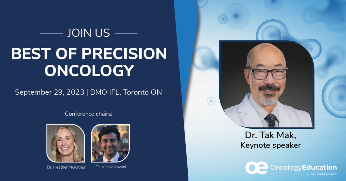 OncEd's tweet image. Don’t miss Best of Precision Oncology 2023 where world-renowned oncologist Dr. Tak Mak will deliver a can’t-miss keynote, Novel Promising Targets Beyond Checkpoint Blockade. Register today: ow.ly/hm9M50PE6Fa

#PrecisionOnc #Cancer #CancerCare @hmcarthur @navstruck