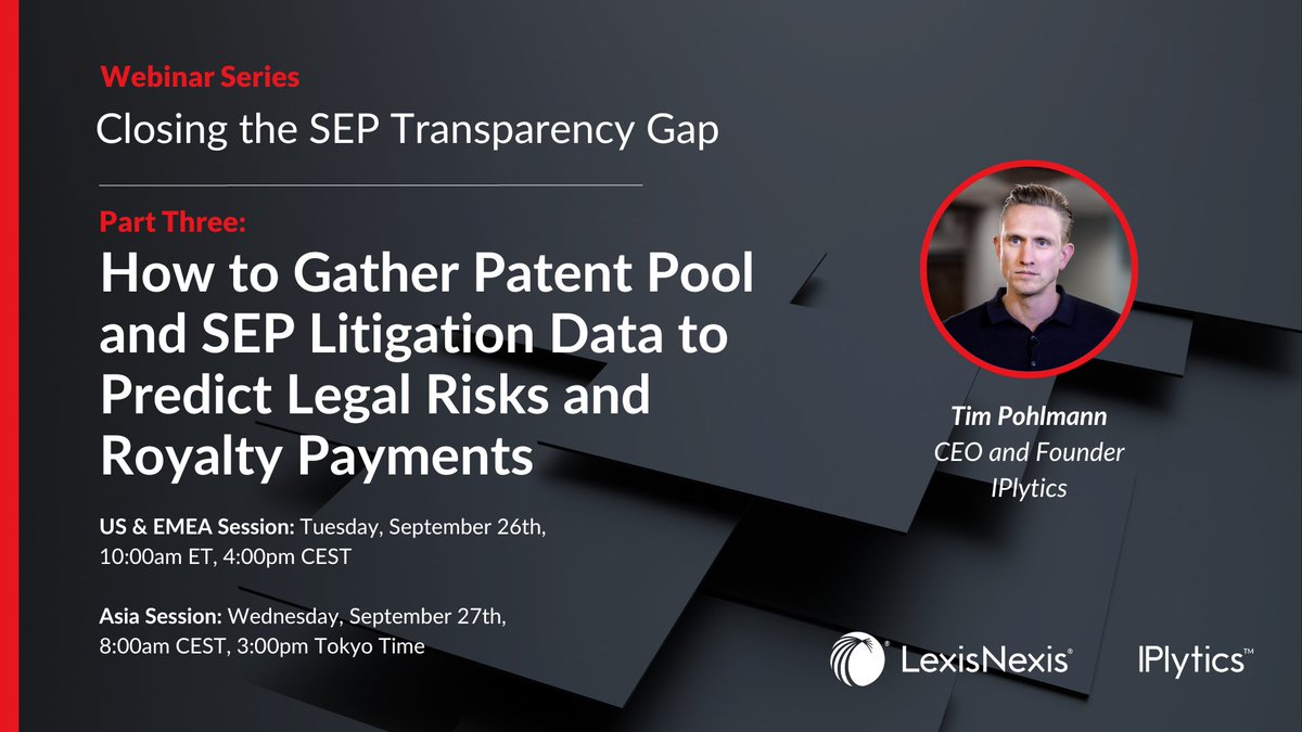 LexisNexisIP's tweet photo. Join the discussion as we delve into the challenges and solutions surrounding SEP transparency. Register here: https://t.co/Y5GF76ZpF9 https://t.co/EJ9R9tPfLz